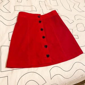 Lazy Oaf Heart Button Velvet Skirt